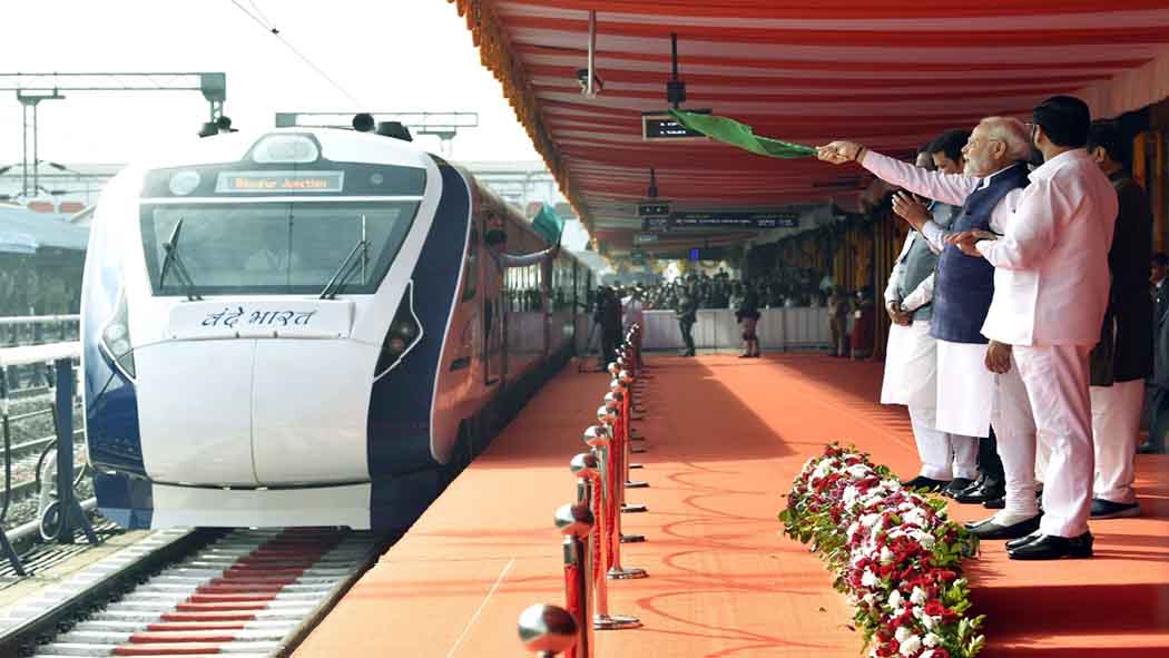 PM flags off two Vande Bharat Trains from Gorakhpur Railway Station in Uttar Pradesh