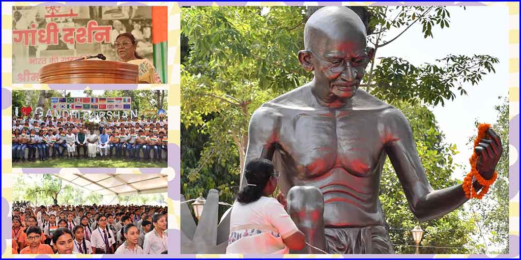 PRESIDENT OF INDIA UNVEILS 12 FEET HIGH STATUE OF MAHATMA GANDHI AND INAUGURATES GANDHI VATIKA AT GANDHI DARSHAN