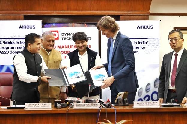 Shri Jyotiraditya M. Scindia unveils Airbus’s A220 door manufacturing under ‘Make in India’